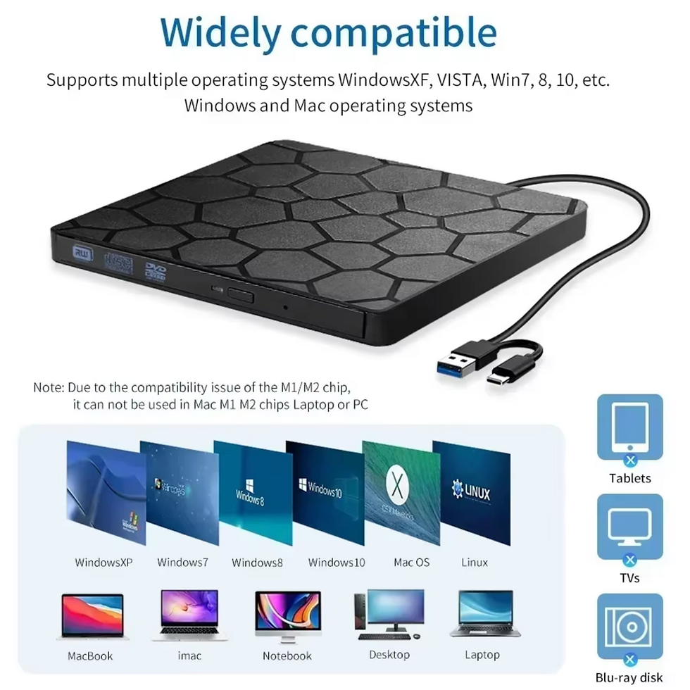 Miniatura: unidad DVD RW externa Interfaz 2 en 1, USB 3,0 tipo C ultra delgada
