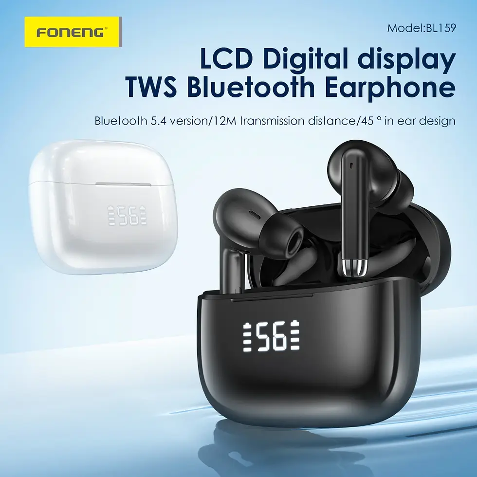 Miniatura: FONENG Audífonos Inalámbricos Bluetooth 5.4 TWS Pantalla Digital LCD 13mm BL159