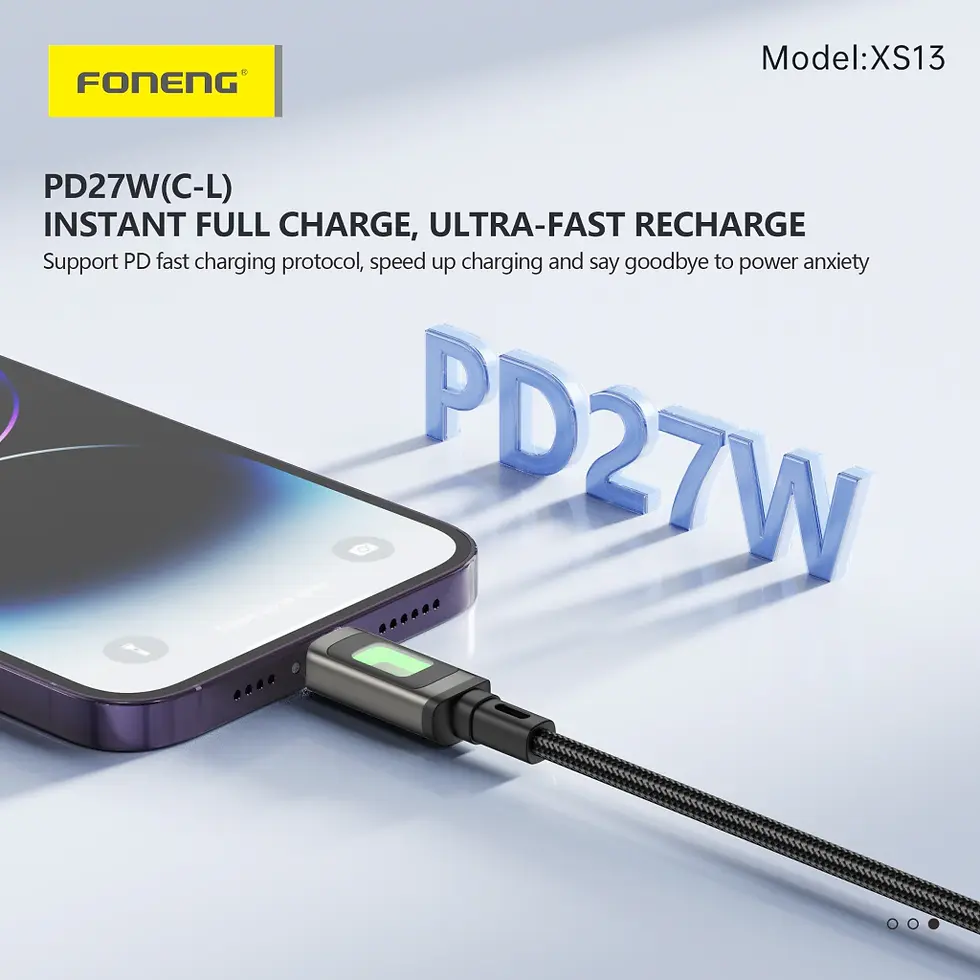 Miniatura: FONENG Cable Carga Rápida Luz RGB 60W Tipo C 1.2m XS13