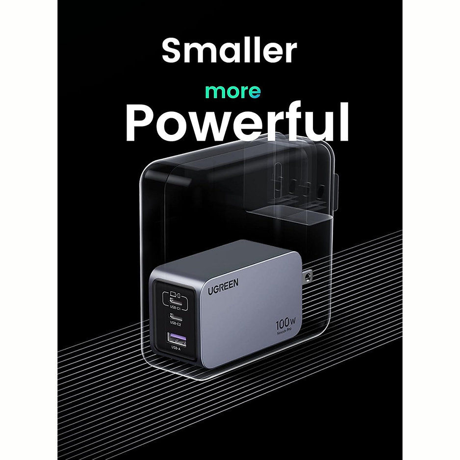 Miniatura: UGREEN Cargador Nexode Pro 100W GaN 3 Puertos con Cable USB-C #25873