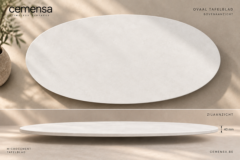 Mensa Ovalis Foris – microcement tafelblad van Cemensa