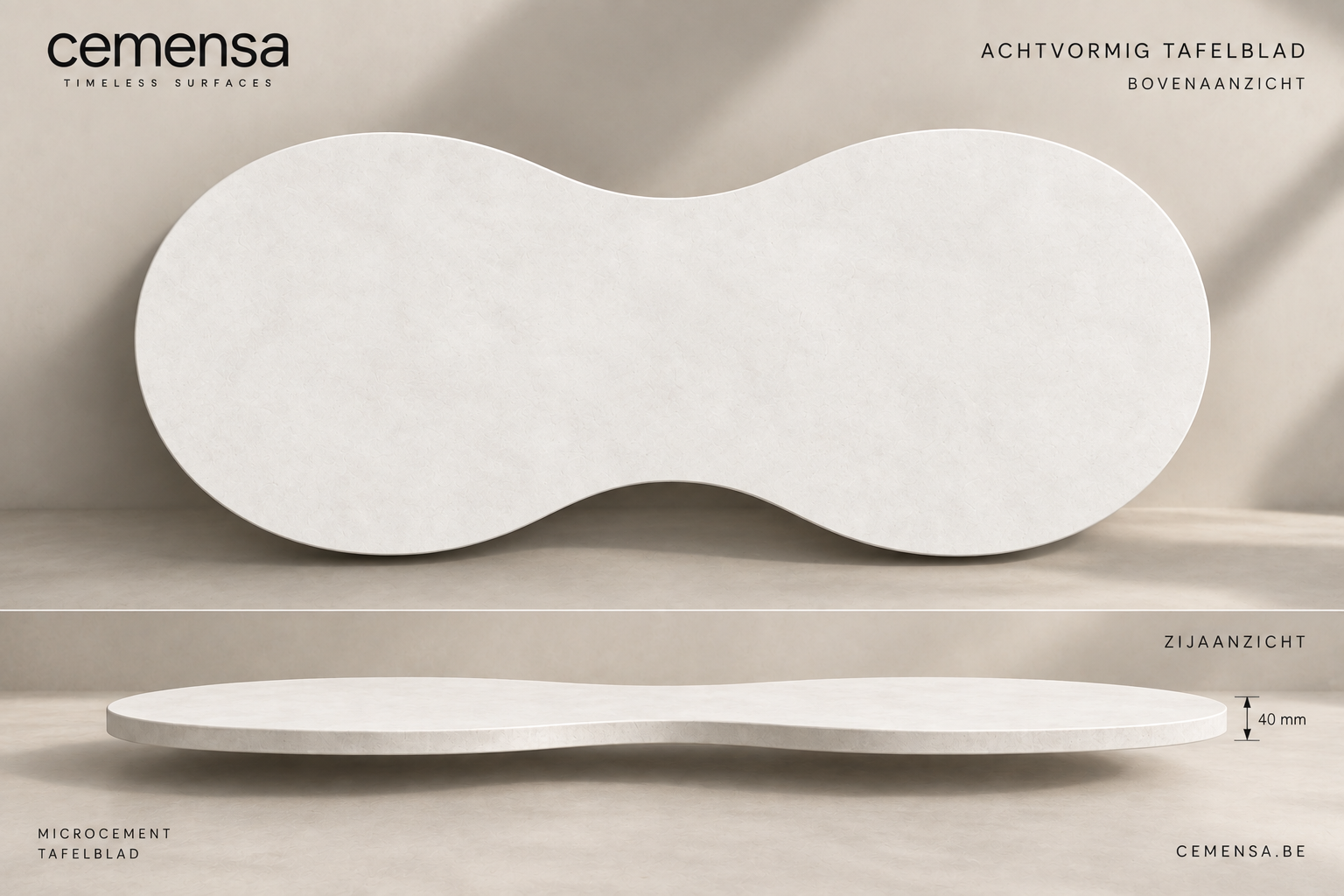 Mensa Octiformis Foris – microcement tafelblad van Cemensa