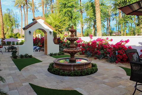 stone fountain on front yard