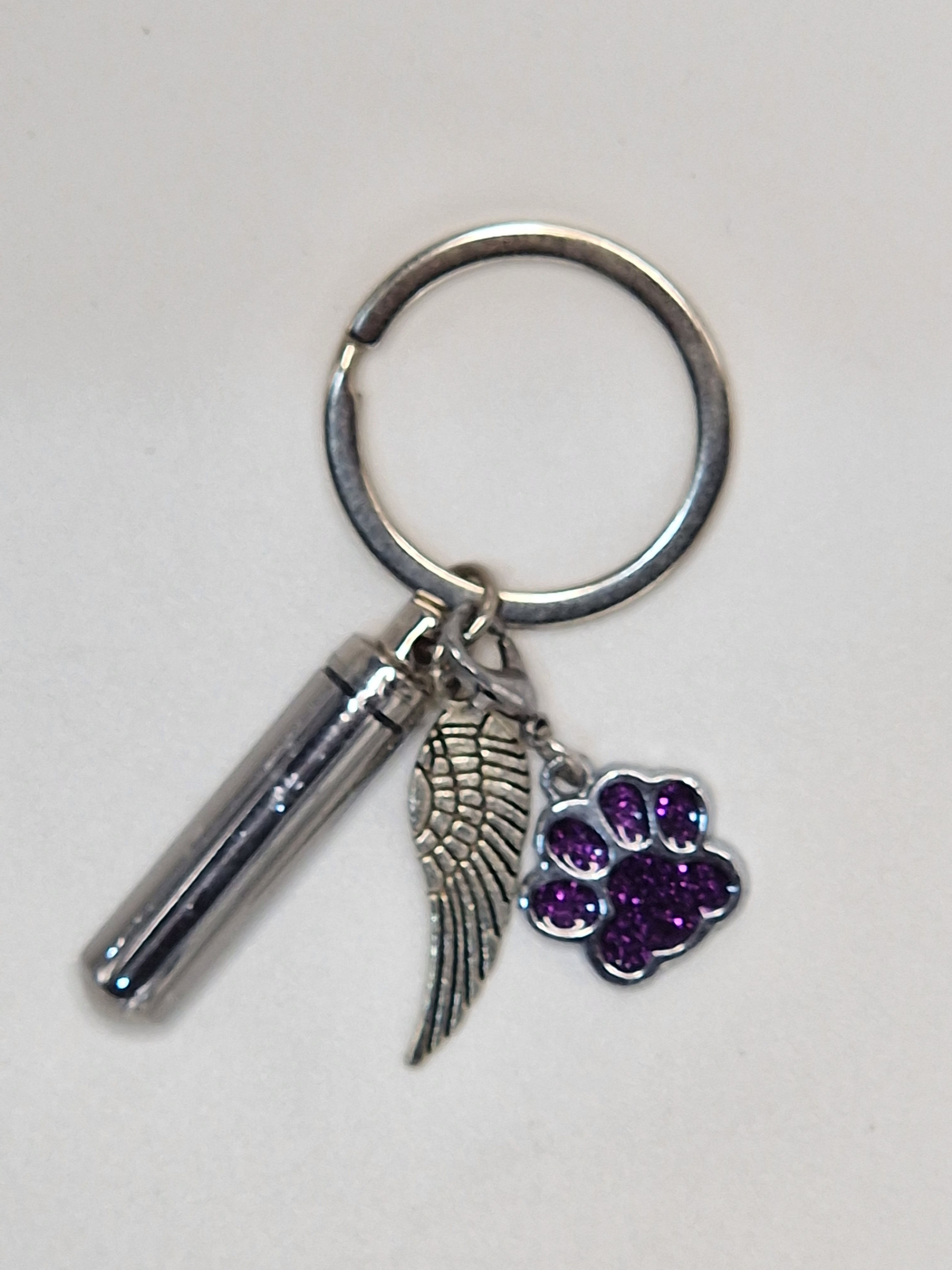 Keepsake Keyring with Purple Paw Charm