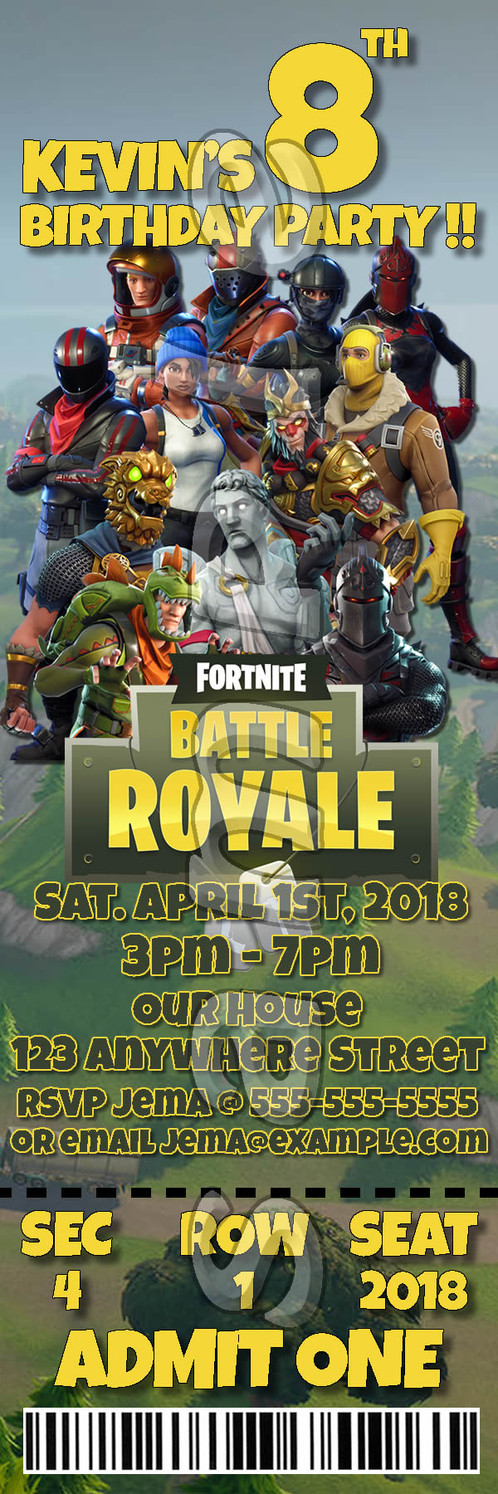 Fortnite Personalized Ticket Birthday Invitations Fortnite Invitations - fortnite birthday invitations fortnite personalized invitations fortnite party invitations fortnite invitations fortnite