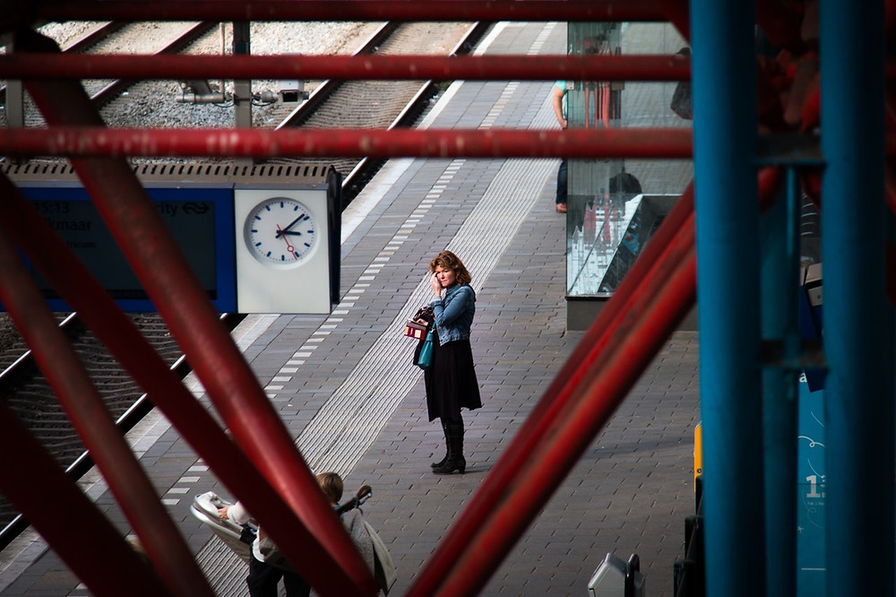 woman waiting for a train