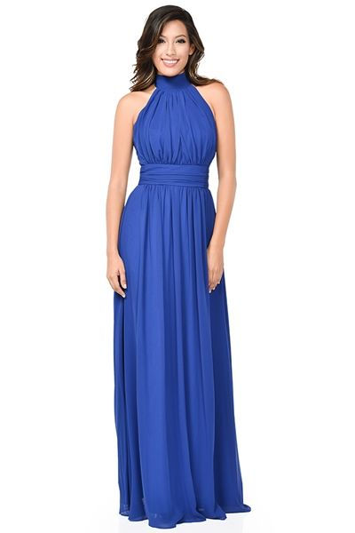 Long Bridesmaid Dress with Halter Neck