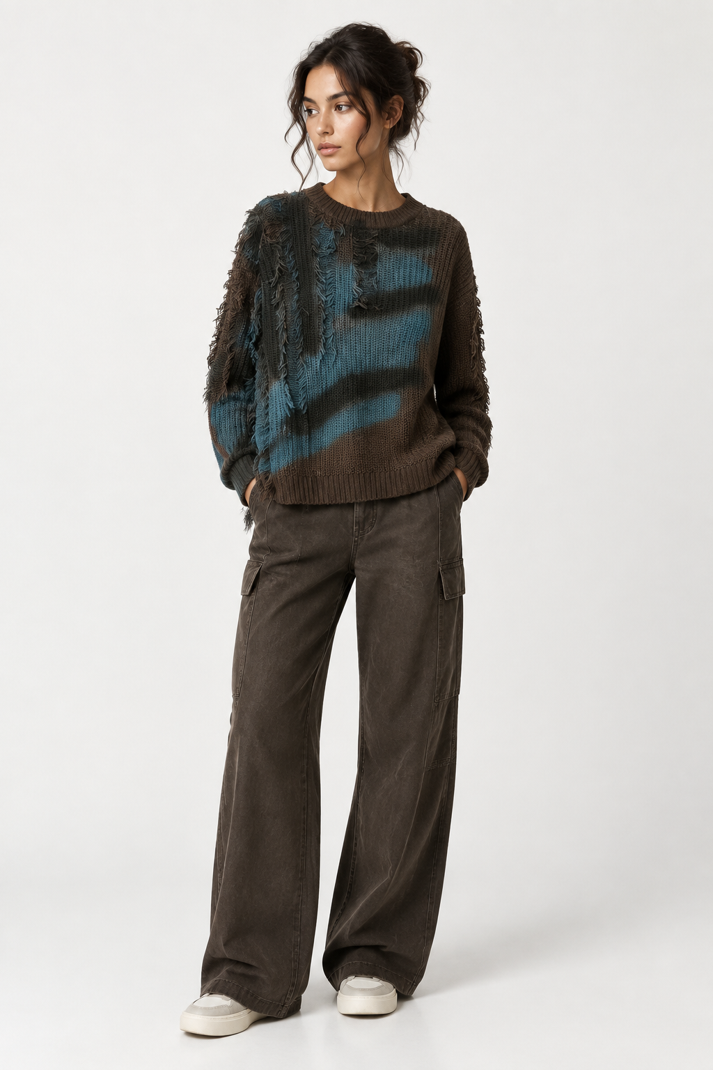 Oversized Coffee Burr Knitting Sweater