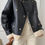 Sīktēls: Double-breasted Thick Leather Biker Jacket 