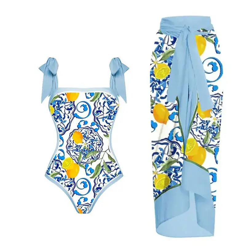 Miniatyrbild: Lemon print swimsuit and sarong