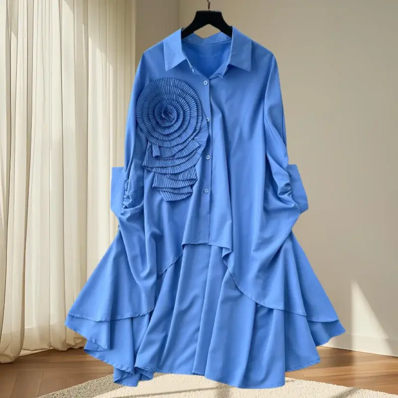 Thumbnail: Stylish Irregular Three-Dimensional Shirt Dress