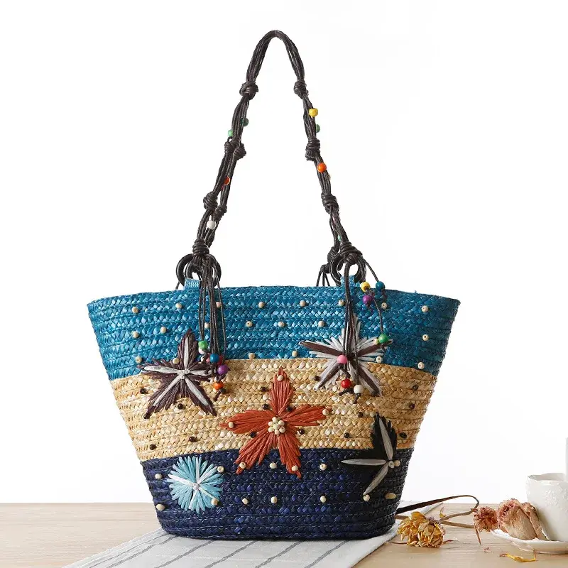 Miniatyrbilde: Women's Bohemian Straw Woven Tote Bag