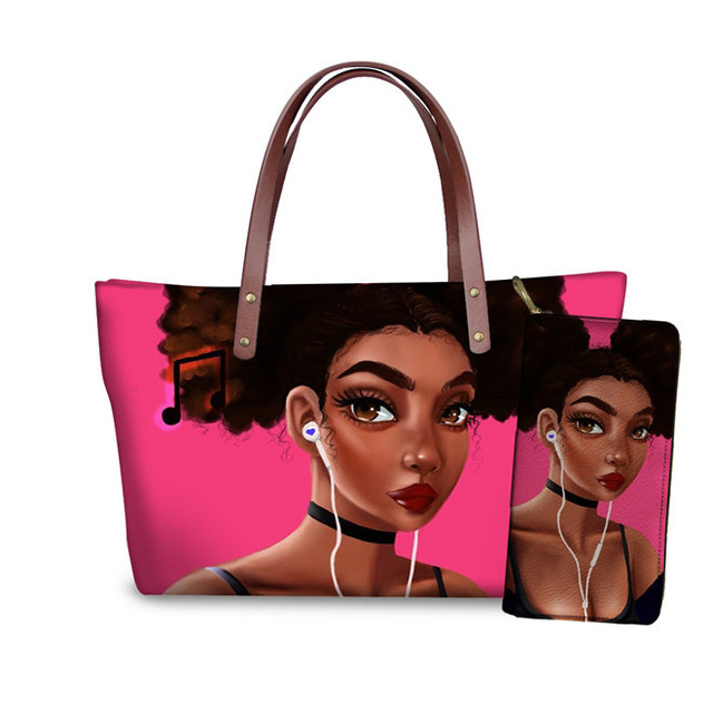 Miniatură: Black woman tote bag and matching wallet