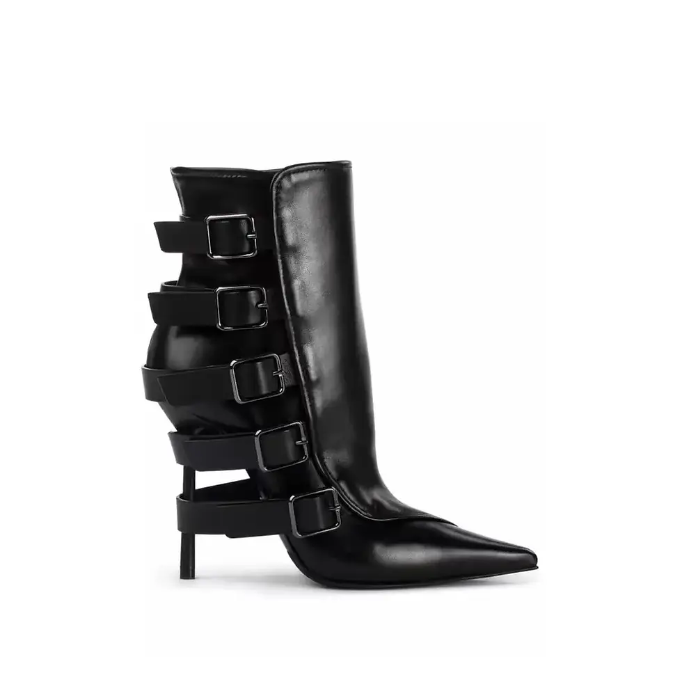 Miniatura: Vintage Brown/Black Leather Buckle Boots