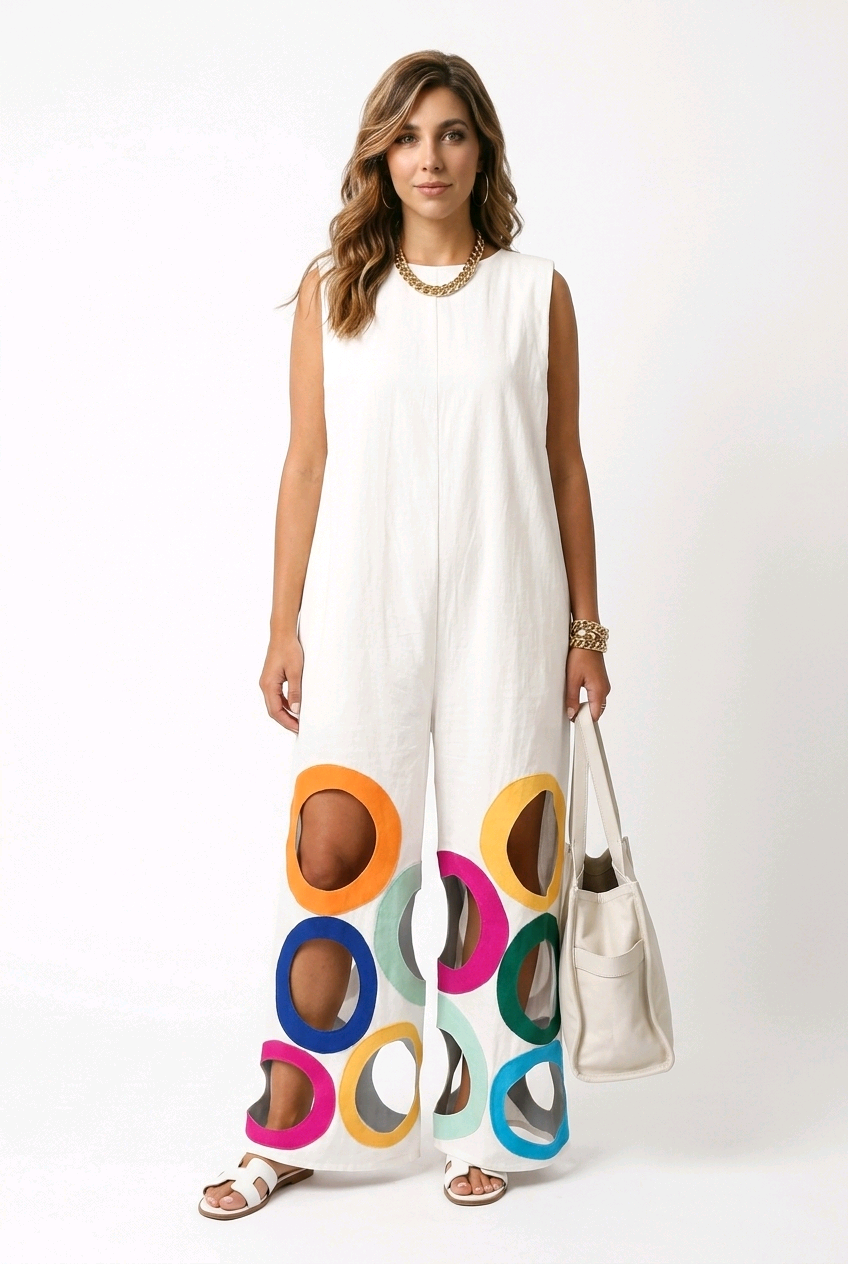 Miniature : Elegant Summer Circle Cutout Jumpsuit