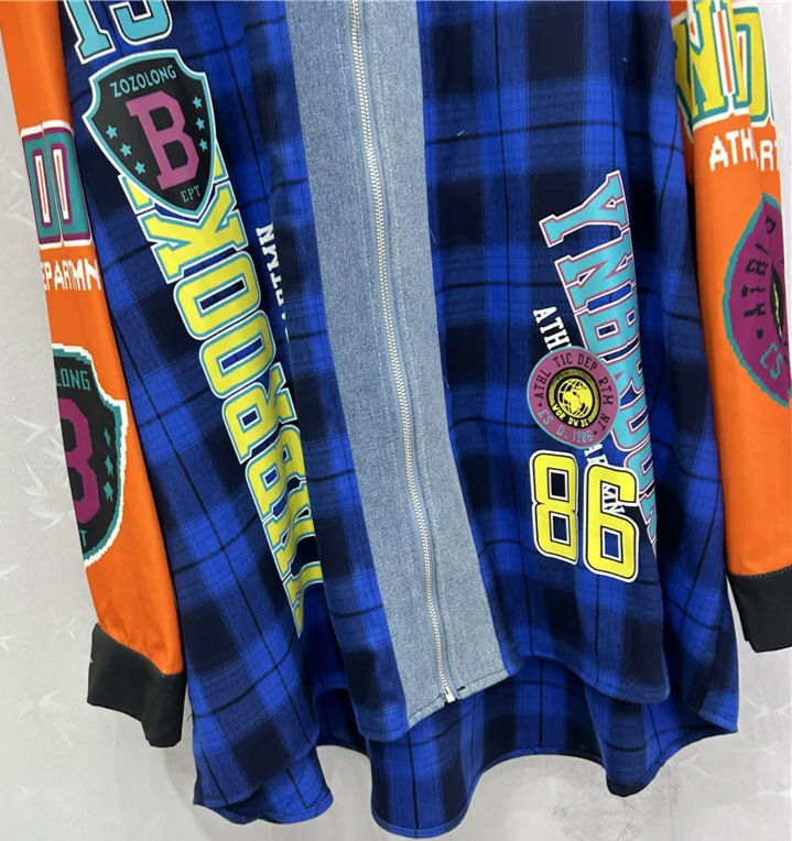 Thumbnail: New Women's Contrast Colour Plaid Print Loose Shirts