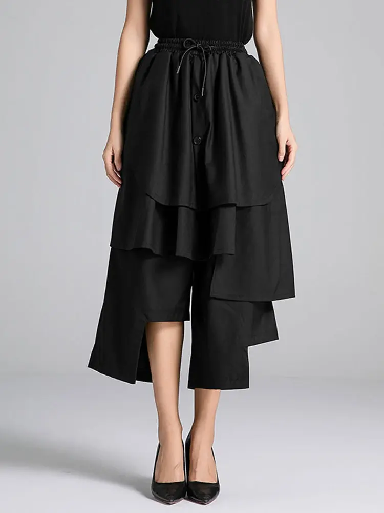 Miniatura: Black Irregular Patch High Waist Trousers