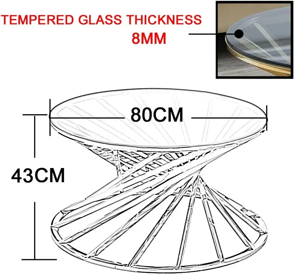 Miniatura: Round Tampered Glass Coffee Table