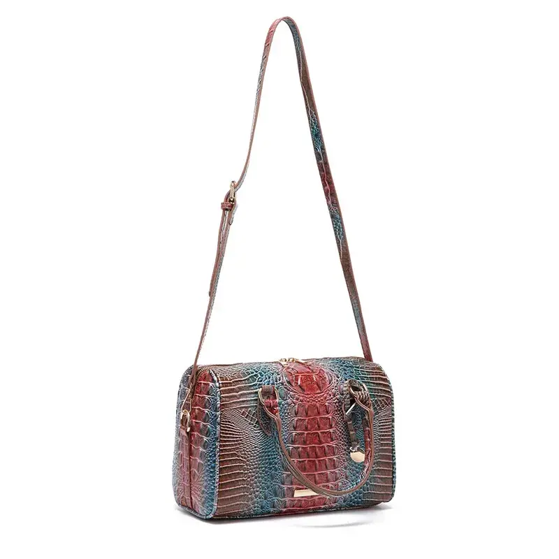 Sīktēls: Trendy Crocodile Pattern Travel Handbag