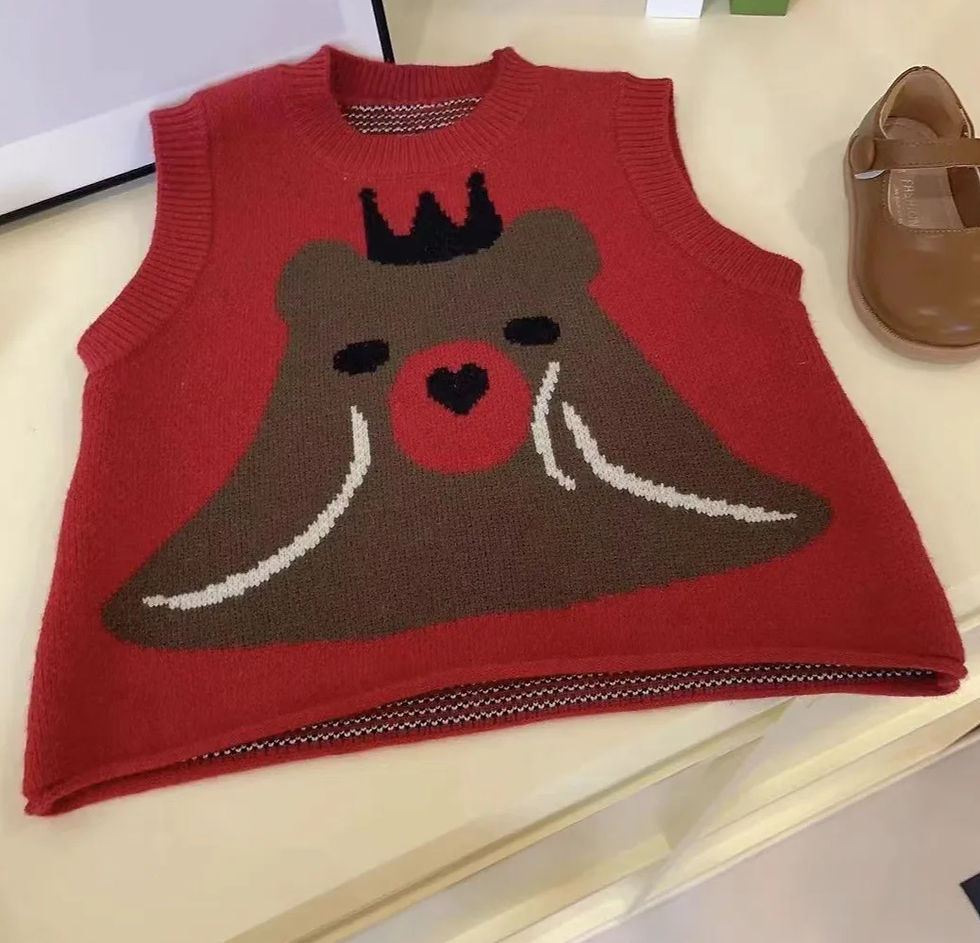 Miniatură: Kids Cartoon Knitted Sweater Vest