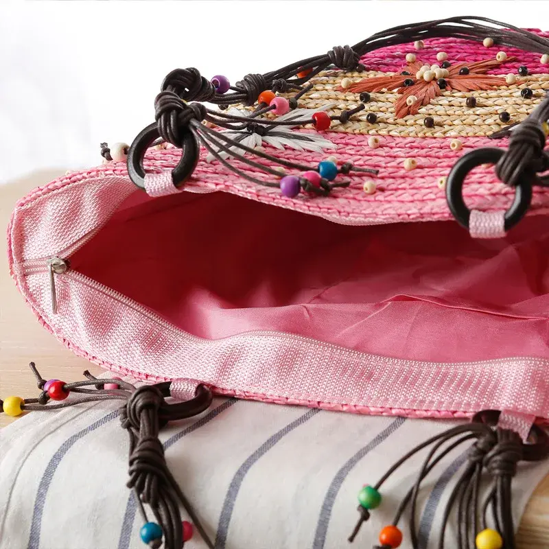 Miniatyrbilde: Women's Bohemian Straw Woven Tote Bag