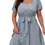 Miniatura: Floral print midi dress with short sleeves and self-tie waist
