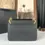 Miniatyrbild: Black leather crossbody bag with gold chain detail