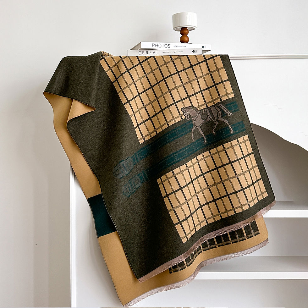 Miniatyrbilde: Luxury Plaid Horse Print Winter Scarf