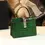 Miniatura: Green crocodile-embossed leather handbag