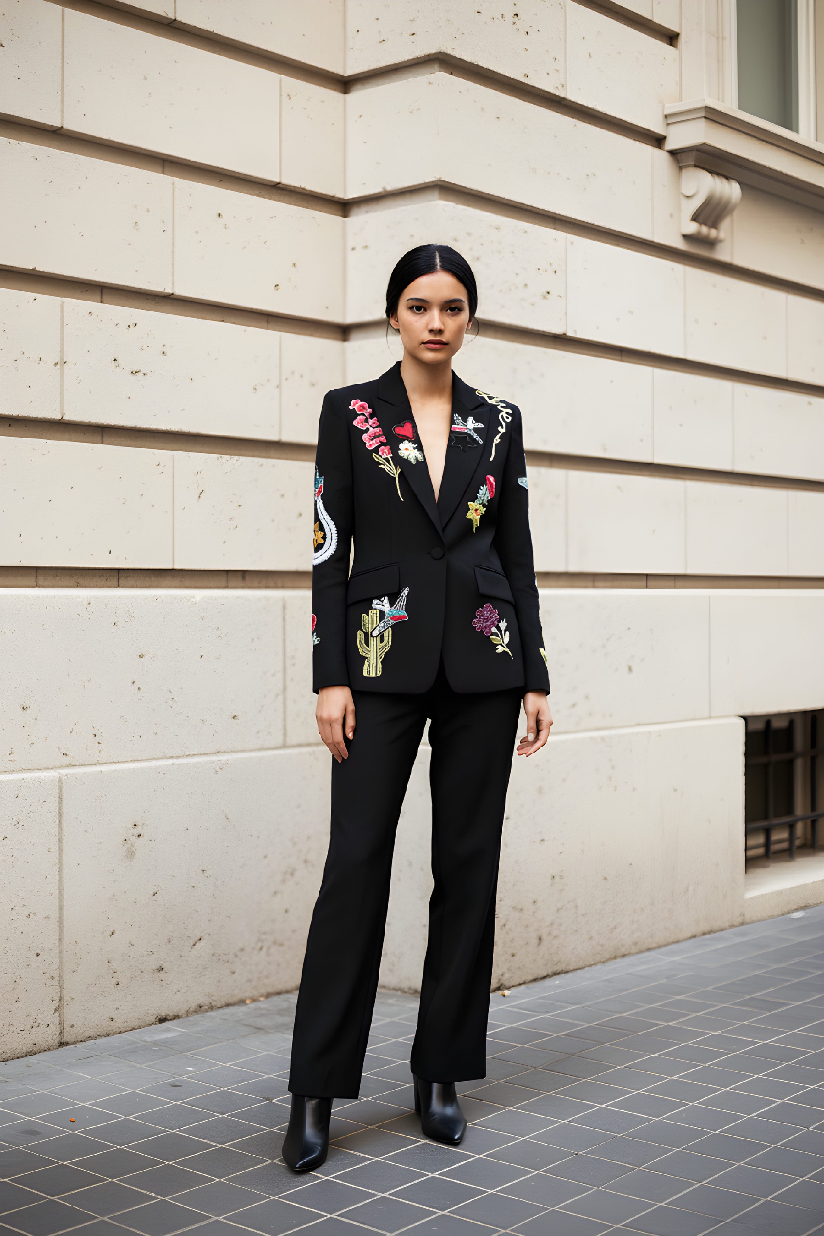 Stylish Embroidered Bead Suit Set