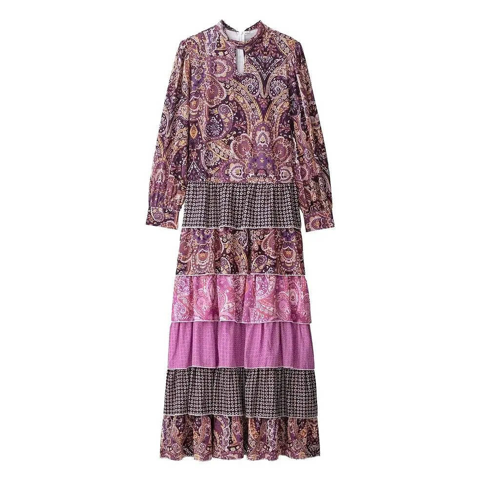 Miniatyrbild: Summer Long Sleeved Print Midi Dress
