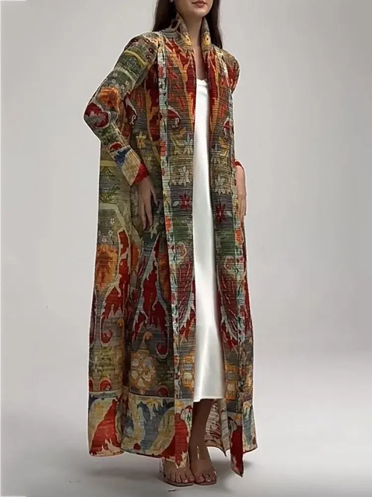 Miniature : Women's Pleated Print Windbreaker Trench Coat