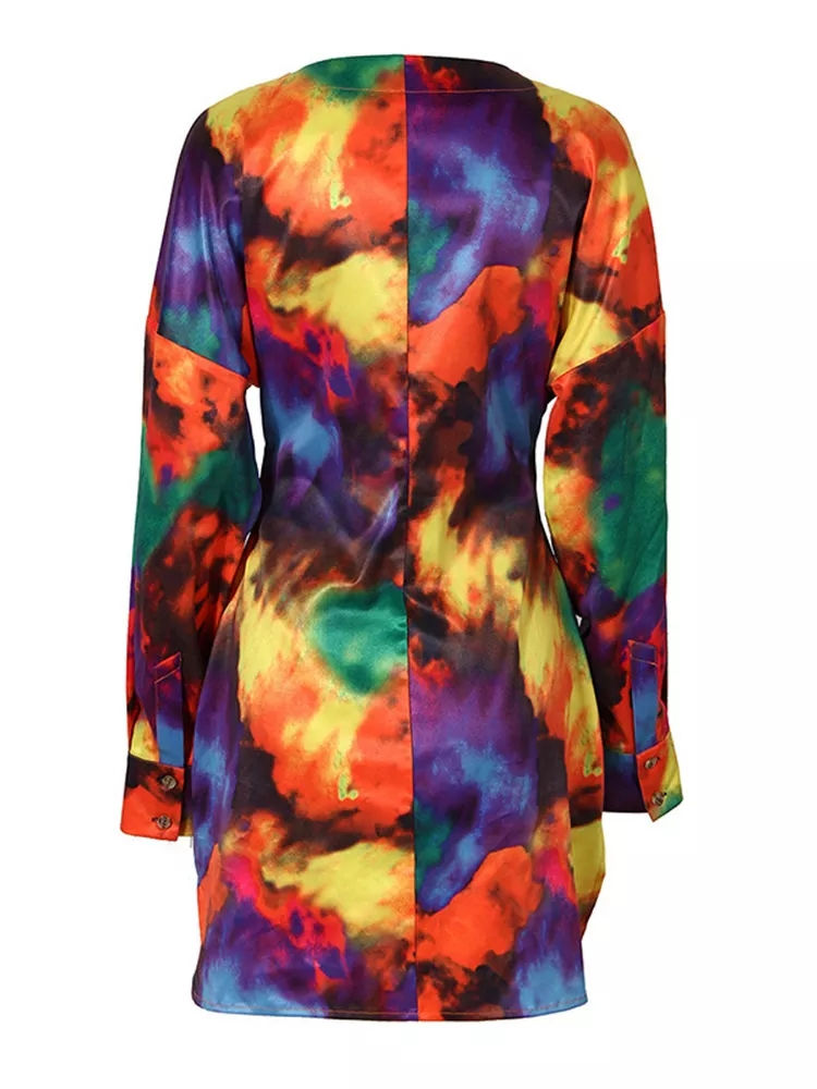 Colorful abstract print mini dress