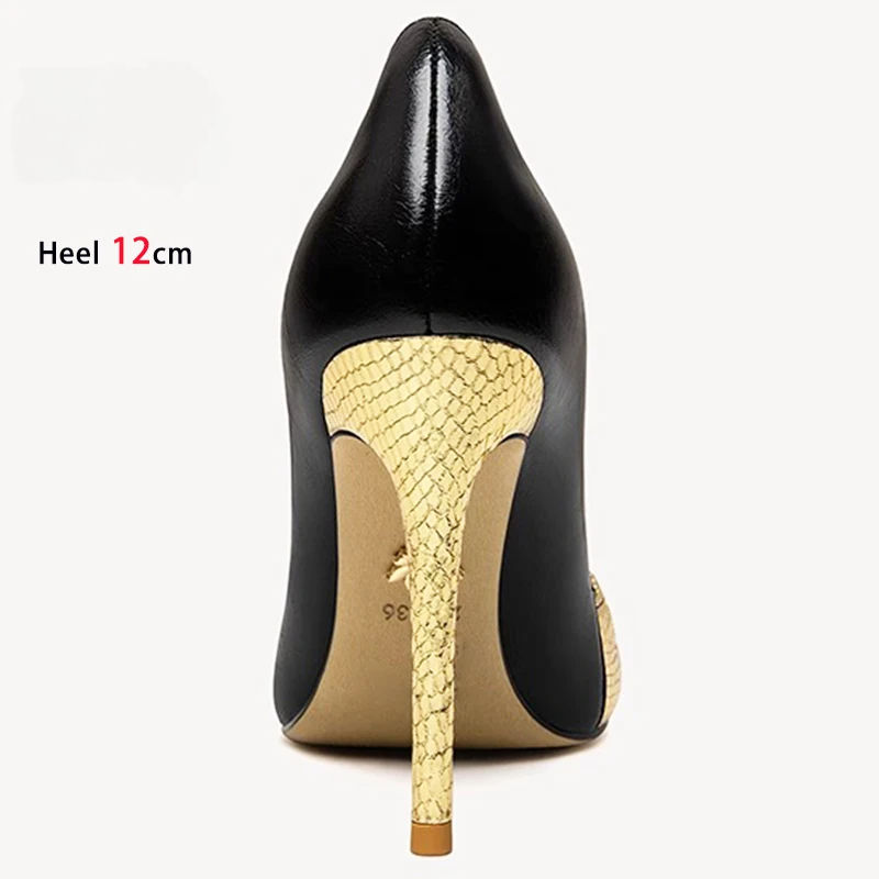 Miniature : Sexy Black Golden Party High Heels 12cm 10cm 8cm
