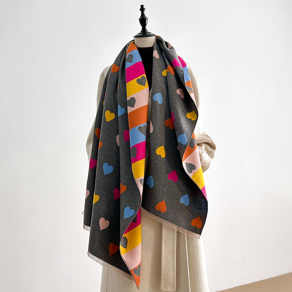Miniatura: Luxury Colourful Heart Print Cashmere Scarf