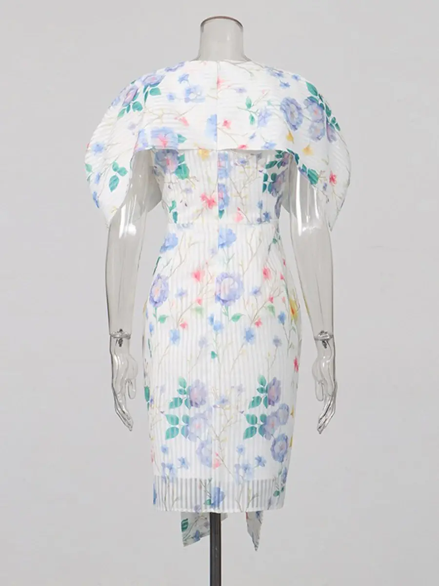 Miniatura: Elegant High Waist Spliced Fold Dress