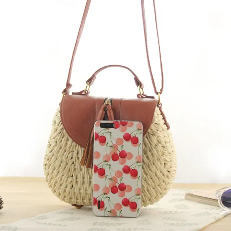 Miniature : Crossbody Tassel Straw Beach Bag