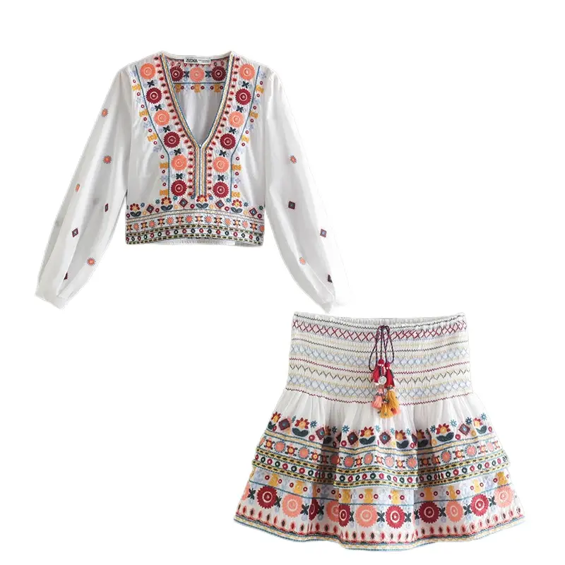 Thumbnail: White embroidered two-piece outfit