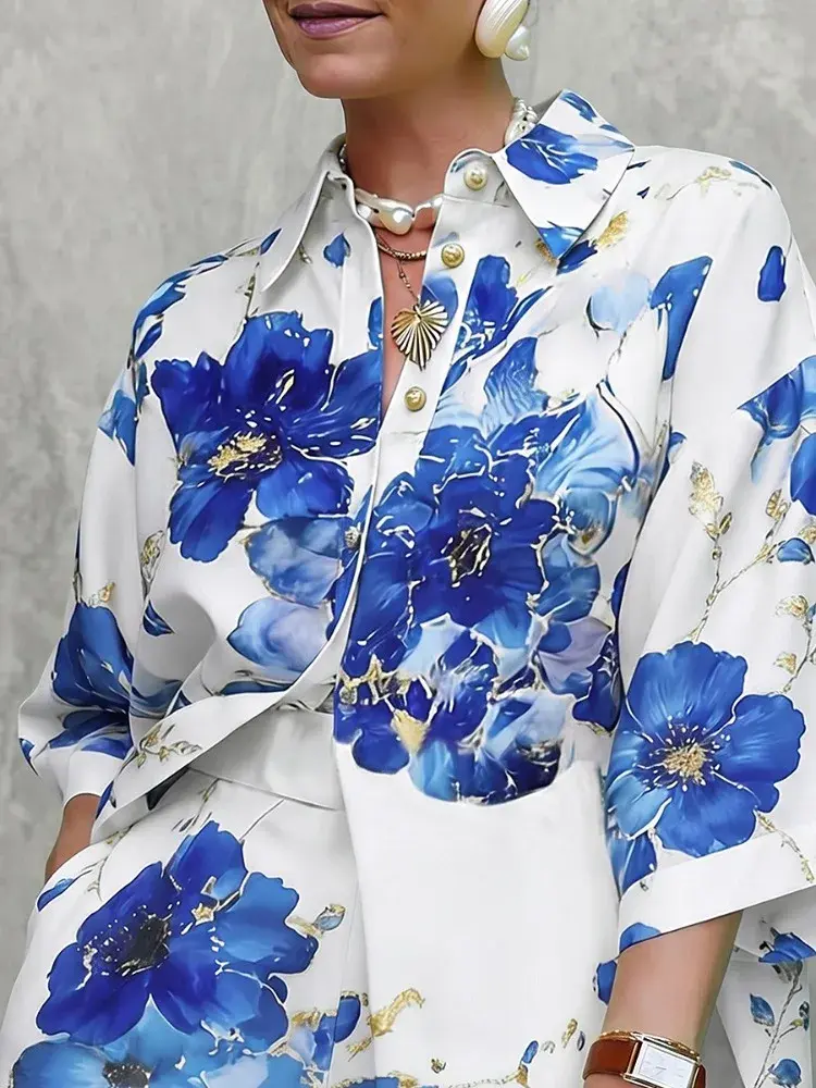 Miniatura: Women's Vintage Floral Print 2 Piece Set