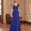 Miniatura: Elegant V-Neck Blue Mermaid Evening Dress