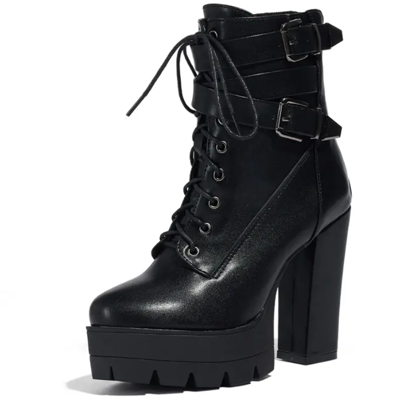 Thumbnail: Women's Chunky Heel Lace Up Boots
