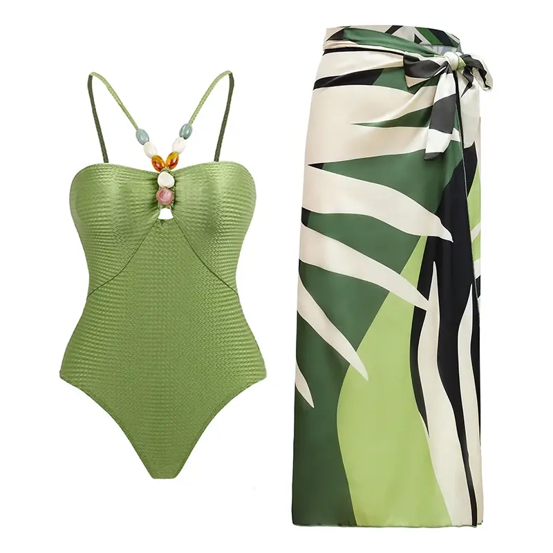 Miniatura: Floral Ruffle One-Shoulder Swimsuit Set