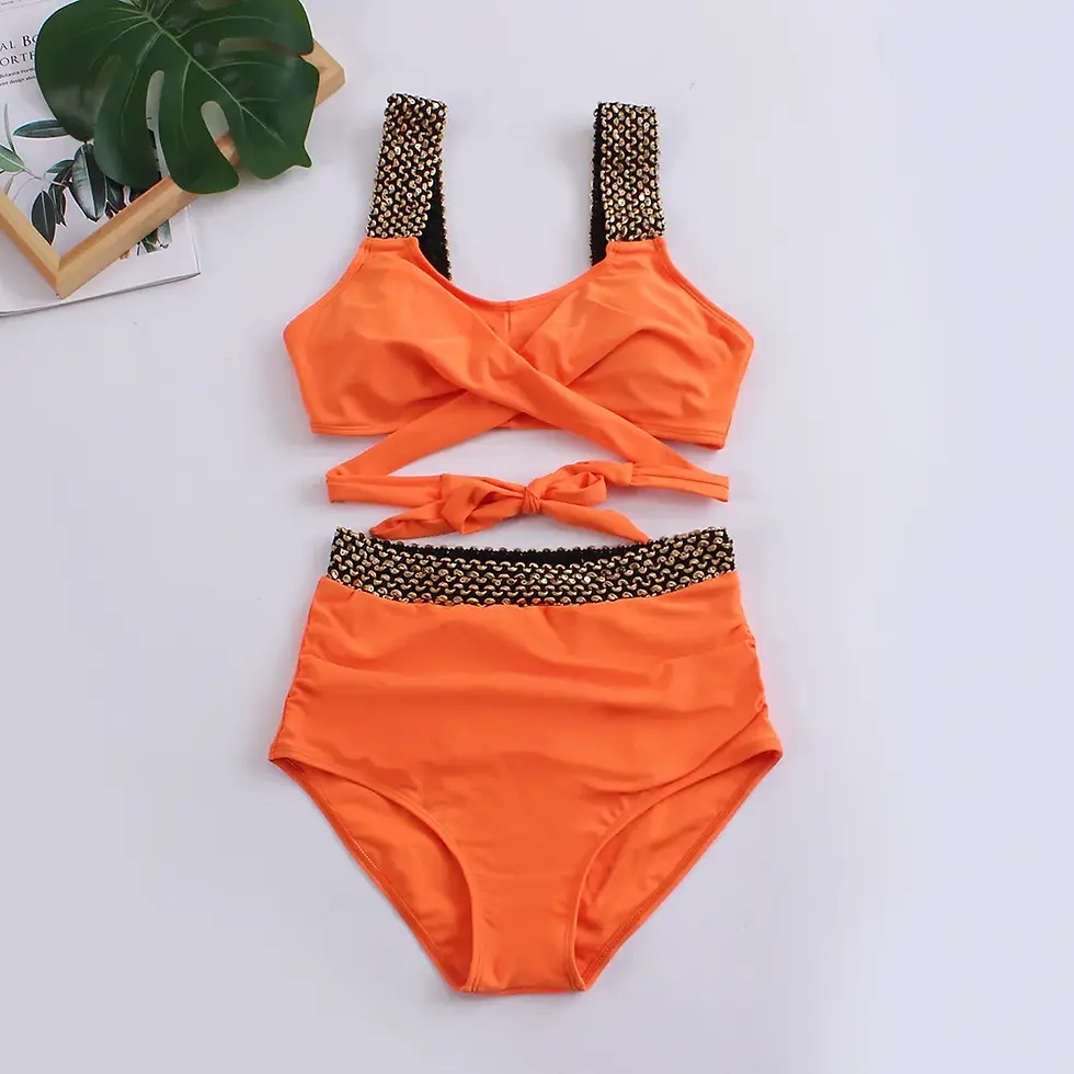 Sīktēls: Orange high-waisted bikini