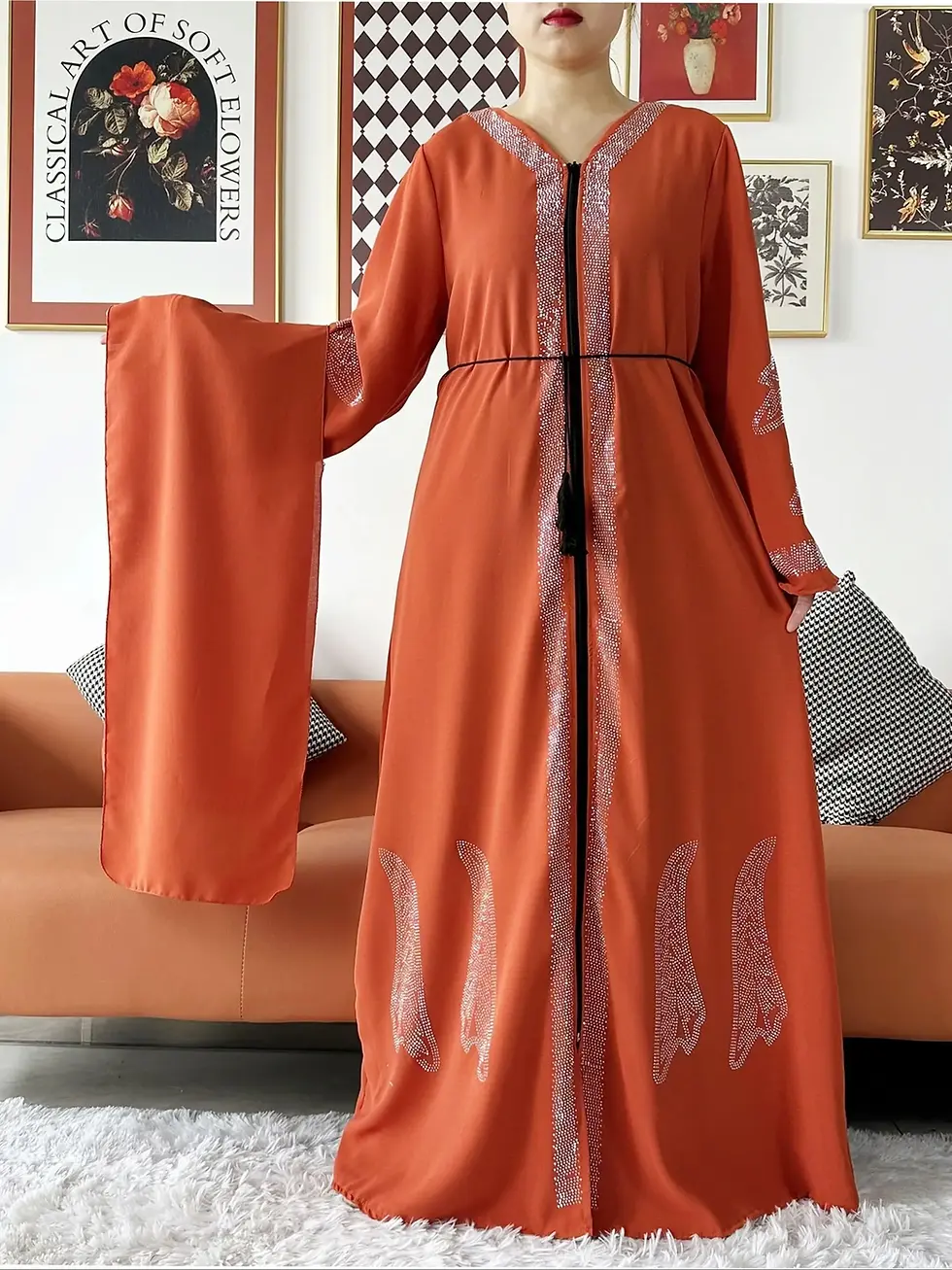 Miniatură: Elegant Sequin Abaya Dress