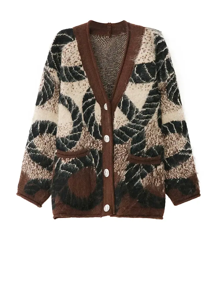 Miniature : Women's Knitted V Neck Cardigan