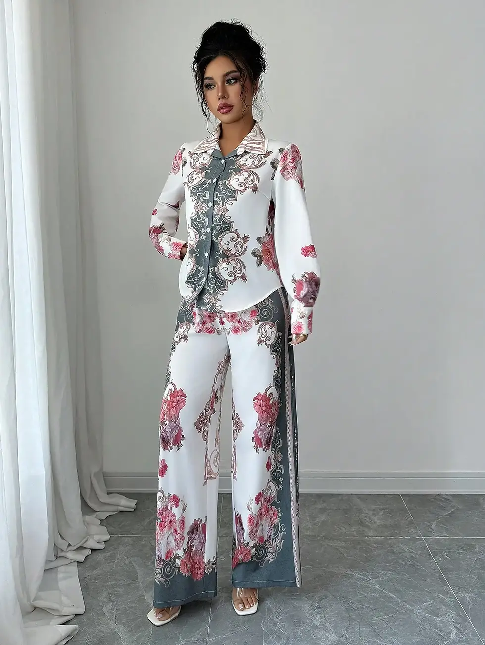 Miniatura: Women's Luxury Baroque Rose Print 2 Piece Outfit