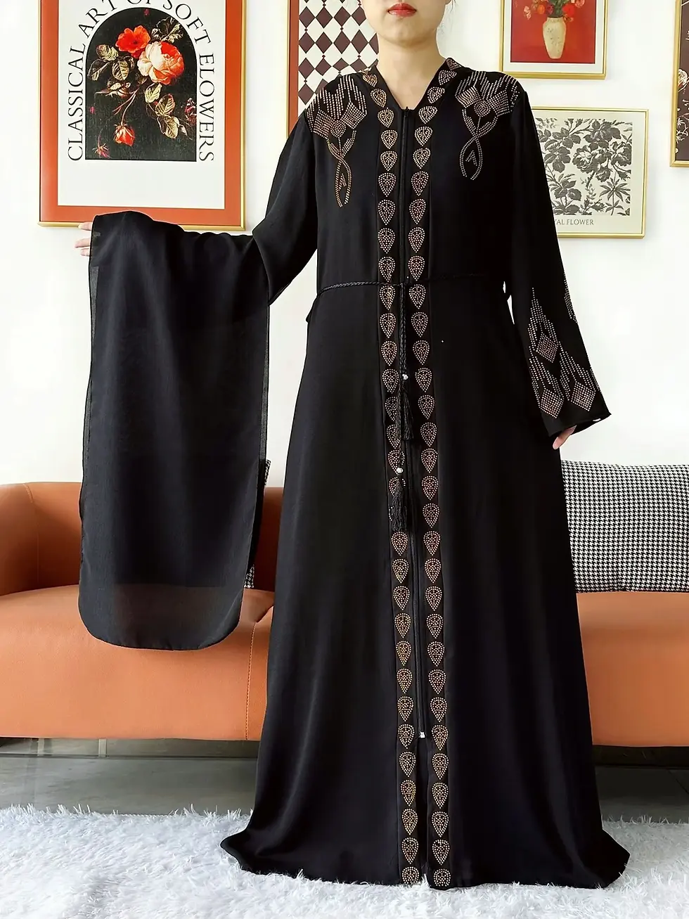 Sīktēls: Elegant Sequin Abaya Dress