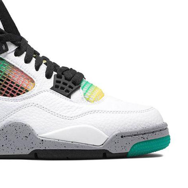 Thumbnail: White and multicolor Air Jordan 4 sneakers