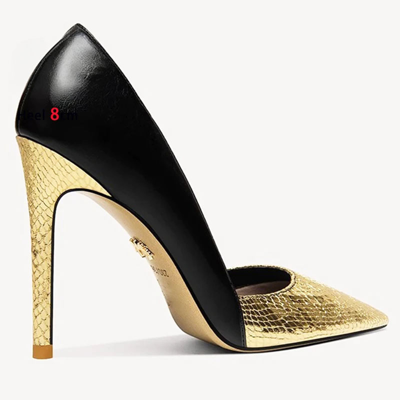 Miniature : Sexy Black Golden Party High Heels 12cm 10cm 8cm