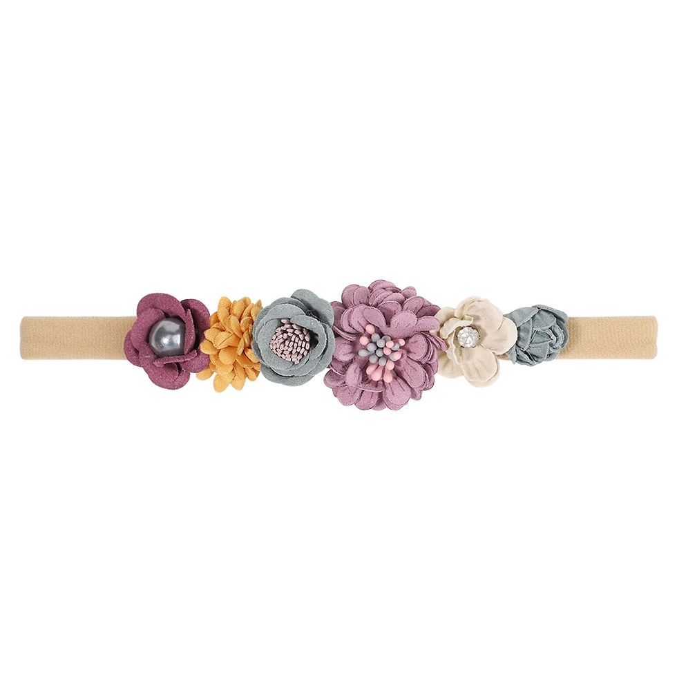 Miniatura: Floral headband with multicolored fabric flowers